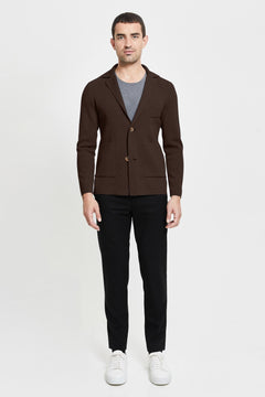 Elias Extra Fine Merino Wool Cardigan Brown