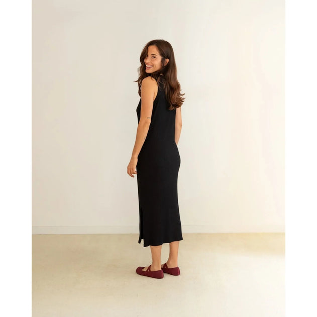 Long Ribbed Dress Black