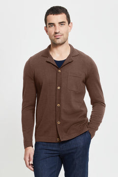 Eero Extra Fine Merino Wool Knit Shirt Camel