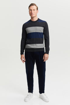 Daniel Extra Fine Merino Wool Pullover Blue/Grey