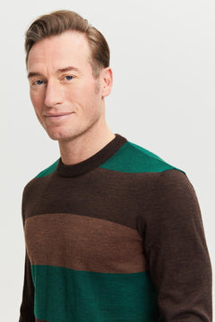 Daniel Extra Fine Merino Wool Pullover Brown/Green