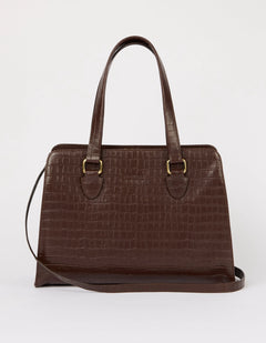 Blair Bag Chocolate Croco Print Leather