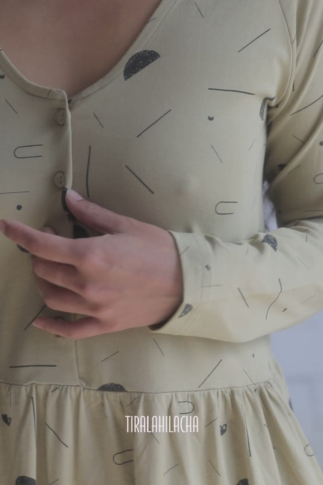 Giorgia Katoenen Jurk Beige Sidereal Rain