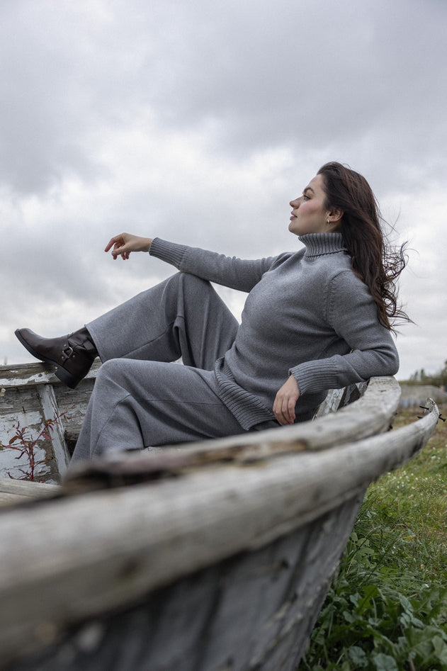 Bene Merino Wide Pants Light Grey