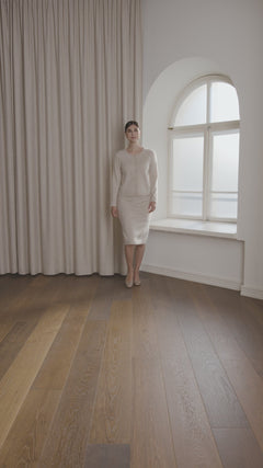 Long-sleeved Cashmere Cardigan Latte