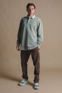 Carvalho Pigment Heavyweight Polo Sweater Silver Green