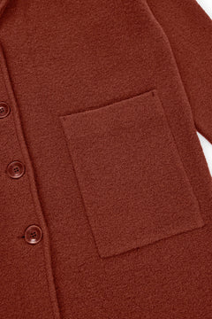 Merino Wool Long Coat in Red
