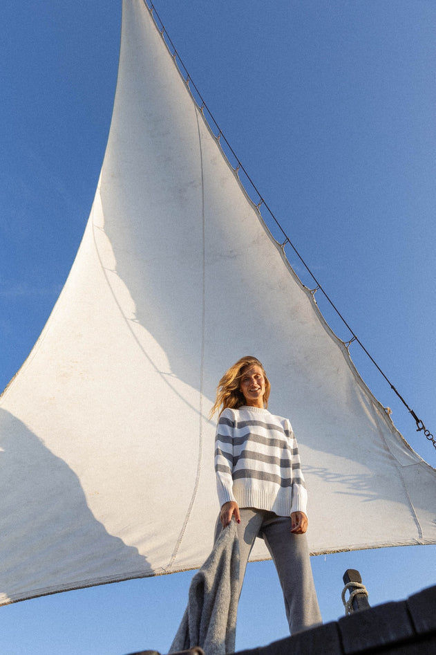 Marina Merino Jumper Grey Striped