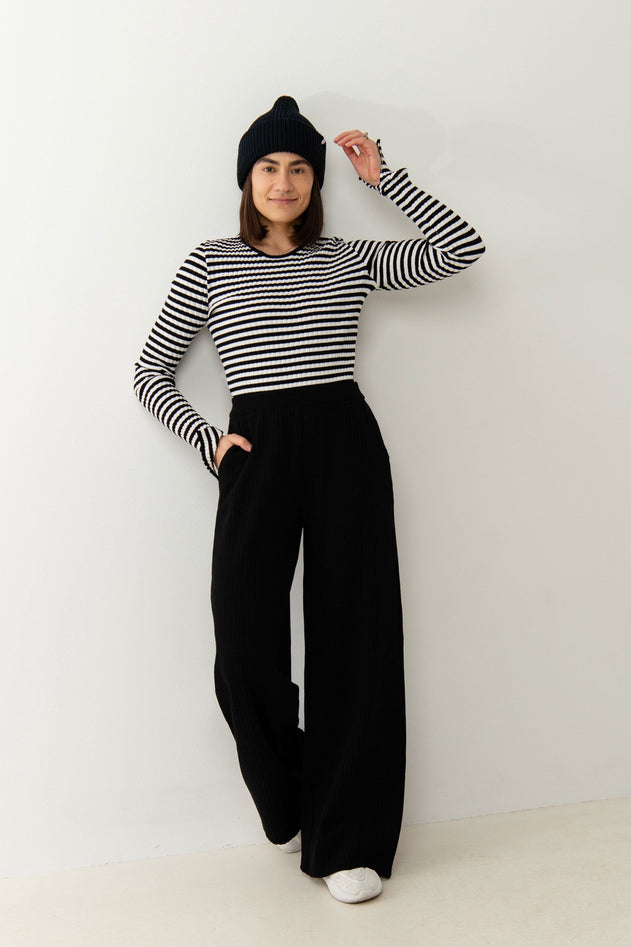 Brera Rib Longsleeve Top Zwart