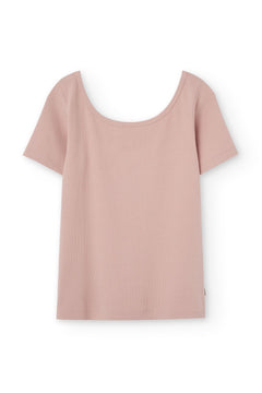 Brooke Short Sleeve Boat Neck T-Shirt Pink