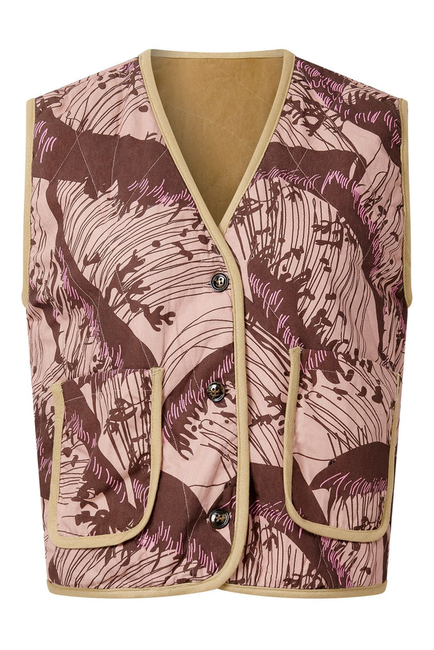 Wave Organic Cotton Reversible Vest Camel/Pink