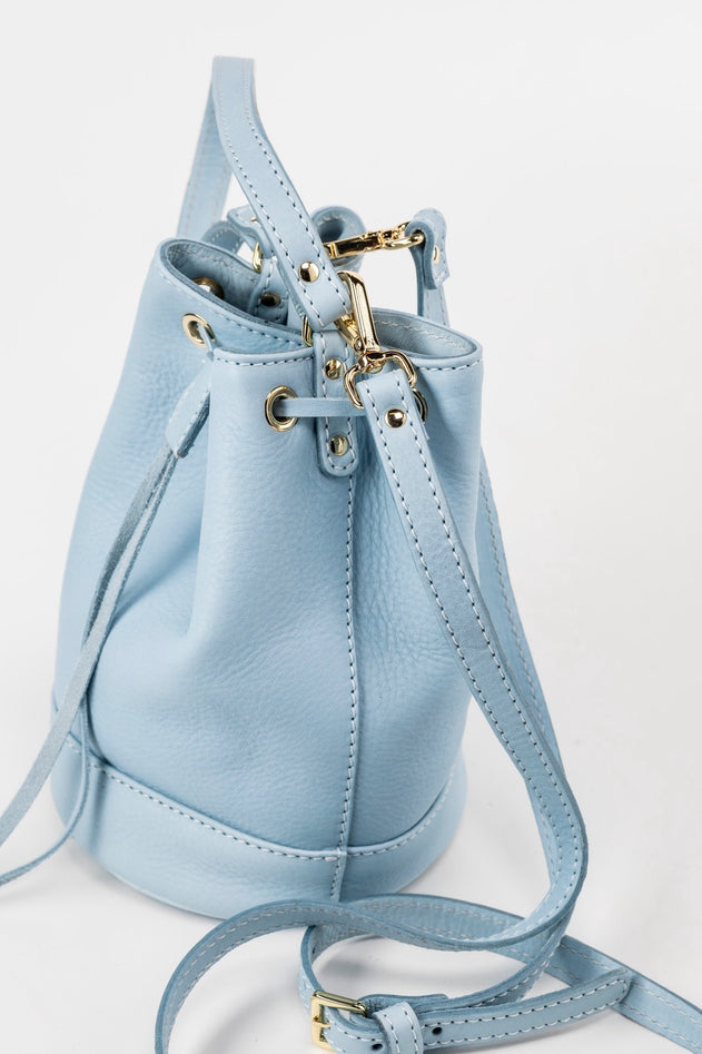 Chelsea Leren Bucket Tas Lichtblauw