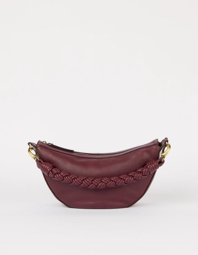 Leo Twisted Handle Bag Soft Grain Leather Dark Cherry