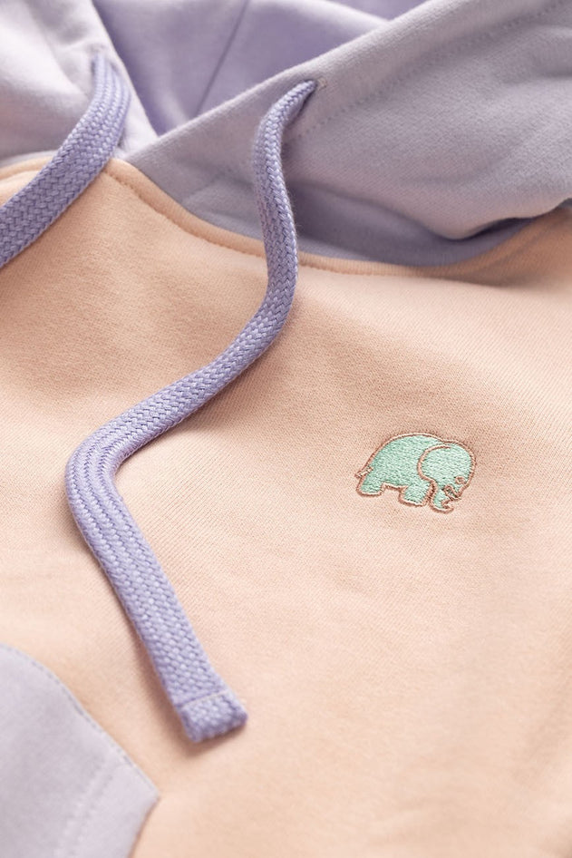 Kids Color Block Hoodie Pale Pink