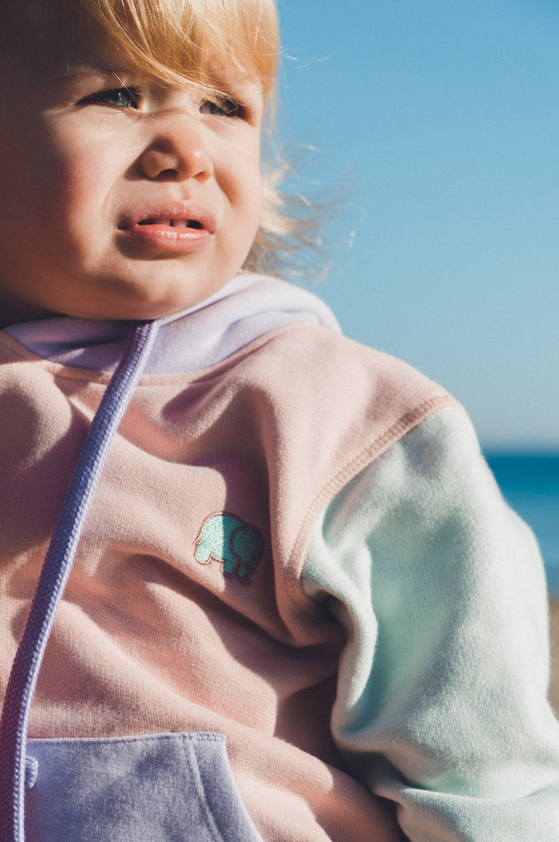Kids Color Block Hoodie Pale Pink