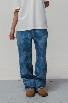 Laser Denim Pants Blue