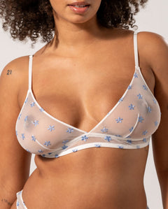 Mesh Triangle Bralette Cream/Baby Blue