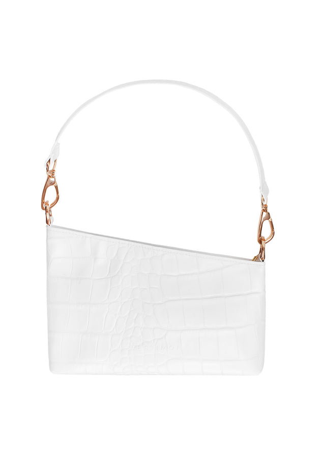 Sliced Baguette Bag Croco White