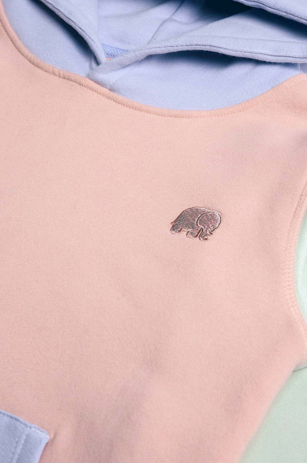 Kids Color Block Hoodie Pale Pink