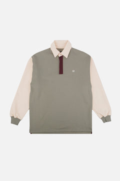 Color Block Oversized Polo Sweater Iron Veil