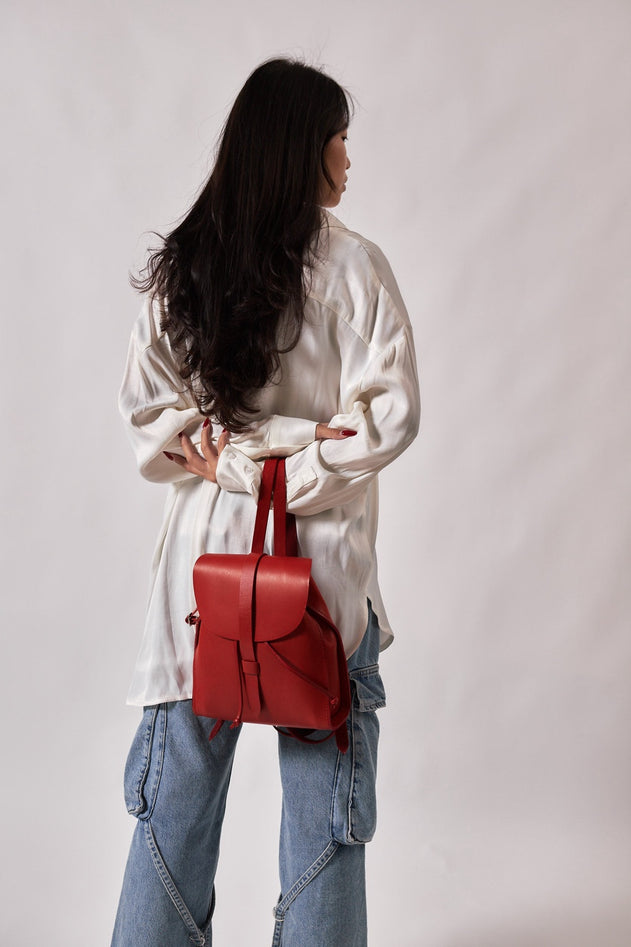 Mod 130 Cuoio Leren Rugzak Rood