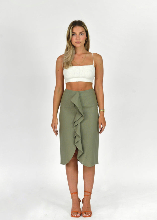 Najah Linen Skirt Green
