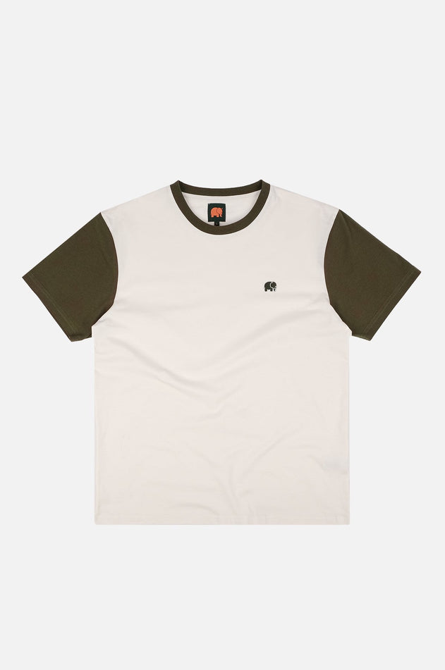 Color Block T-shirt Natural/Dark Olijf