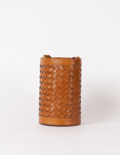 Zola Woven Leather Tas Cognac Bruin