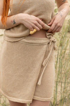 Mare Linen Wrap Skirt Sand