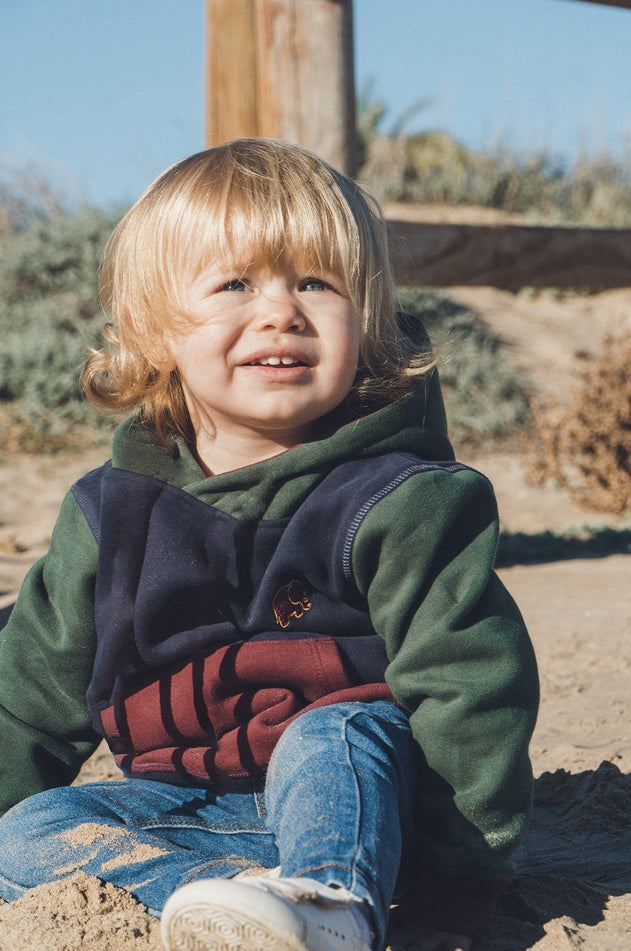 Kids' Color Block Hoodie Trendsplant Blue