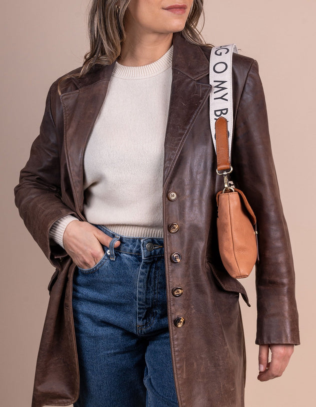 Shoulder Canvas Logo Tasriem Wit & Cognac
