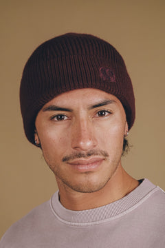 Safor Rib Knit Muts Burgundy Red