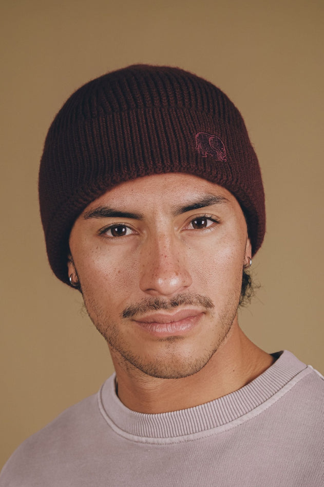 Safor Rib Knit Muts Burgundy Red