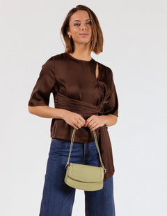 Kendalini Classic Leather Bag Tea Green