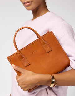 Jackie Midi Bag with Leather Strap Classic Leather Chocolate Brown