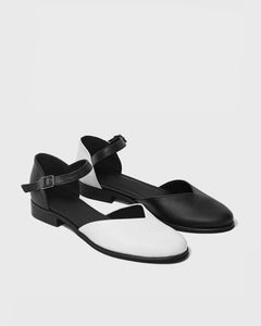 Alexa Cactus Leather Flats Black / White