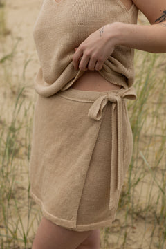 Mare Linen Wrap Skirt Sand