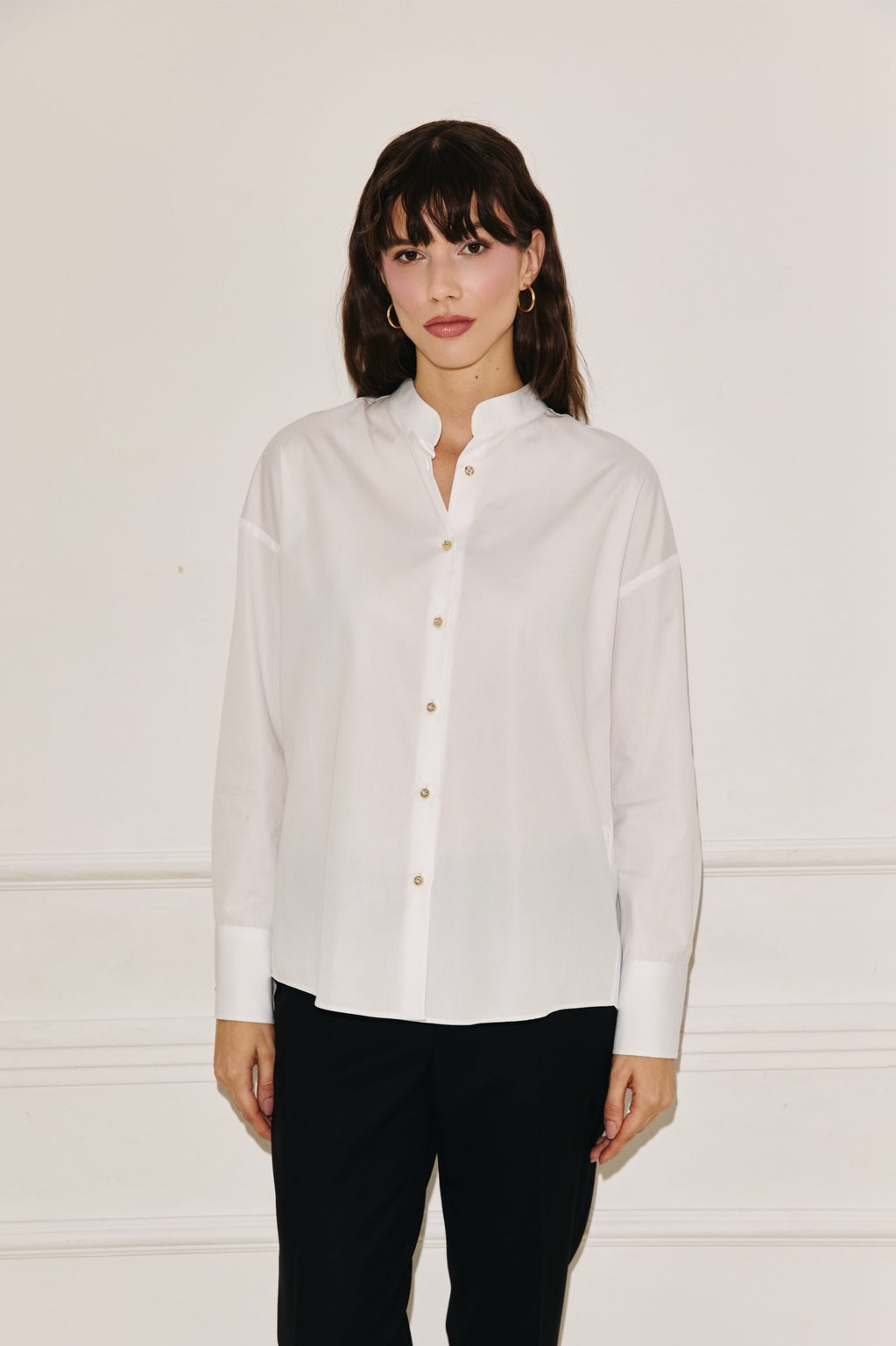 Stand up collar shirt white