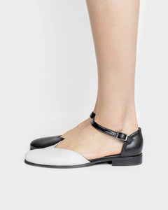 Alexa Cactus Leather Flats Black / White