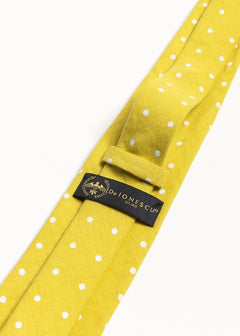 The 100% Linen Tie  Yellow Dots