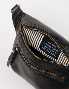 Beck's Bum Bag Black Checkered Stromboli Leather