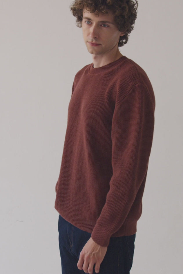 Men's Tam Organic Cotton Sweater Maroon Currant