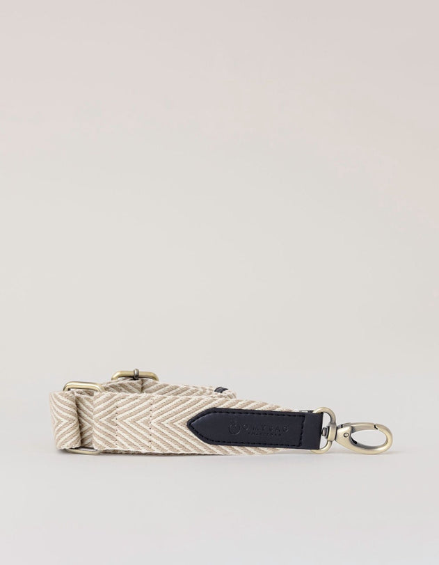 Herringbone Tasriem Zand & Zwart, Vegan Uppeal™