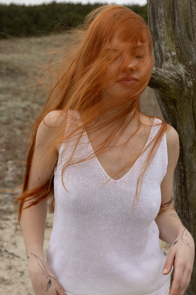 Mare Linen Tank Top White