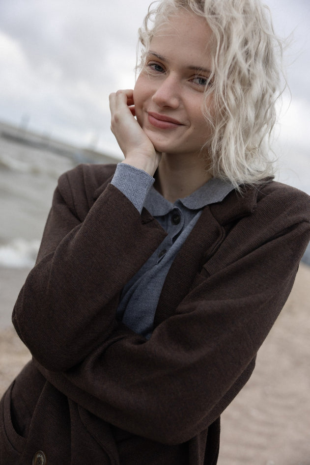 Forza Knitted Merino Blazer Chocolate