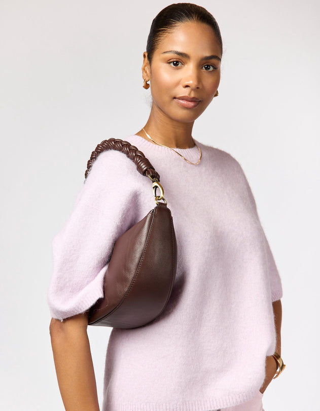Leo Twisted Handle Tas Chocoladebruin