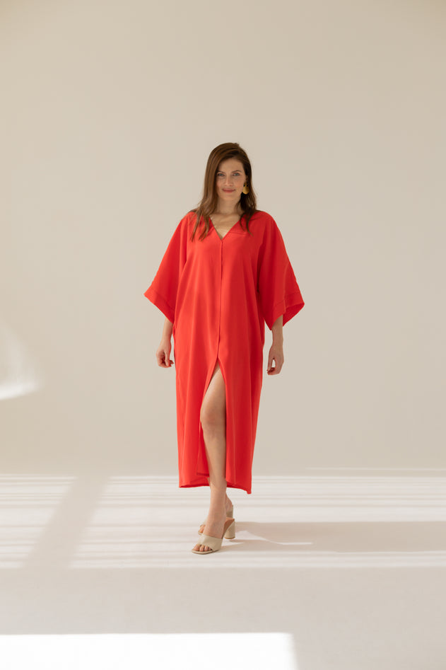 Mathilde Kimono Dress Red