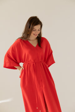 Mathilde Kimono Dress Red