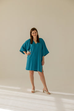 Thilde Kimono Dress Turquoise