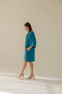 Thilde Kimono Dress Turquoise